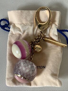 Louis Vuitton Monogram Mini Lin Bag charm - Pink and Gold Enamel